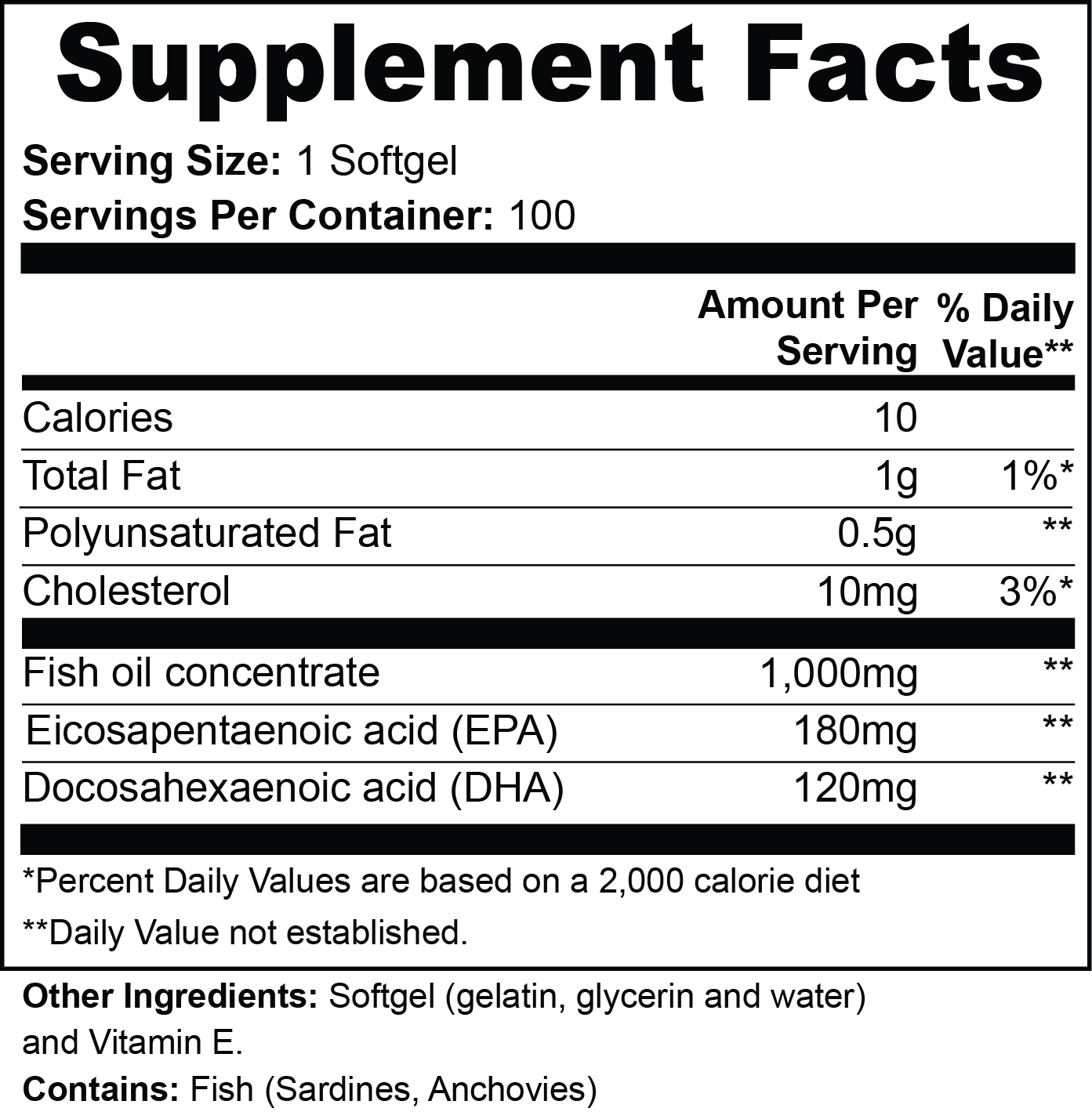 Omega-3 Fish Oil (EPA 180mg • DHA 120mg)